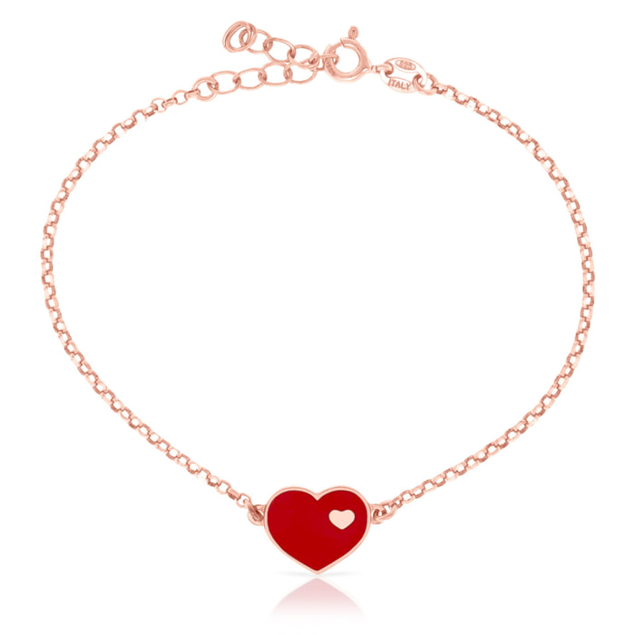 Pulsera de Plata de Ley 925 con corazón esmaltado