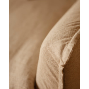 Sillón de algodón y lino desenfundable tono beige de 98x90cm Alto: 81 Largo: 98 Ancho: 90