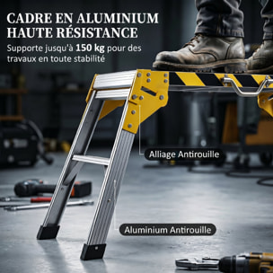 Plateforme de travail pliable - banc de plaquiste - max. 150Kg - 110 x 32 x 50 cm - alu