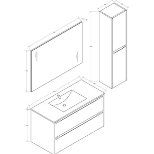 Ensemble meuble de salle de bain une vasque 100 cm marron Aquadoli