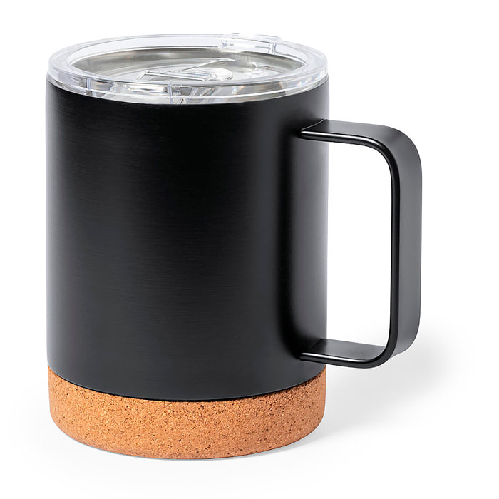Tazza termica in acciaio e sughero da 330 ml. Doppia parete caldo/freddo