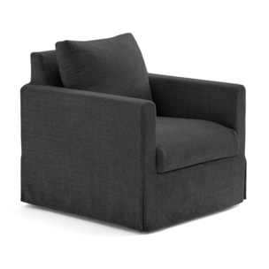 Serena - fauteuil déhoussable en velours texturé - Gris Anthracite