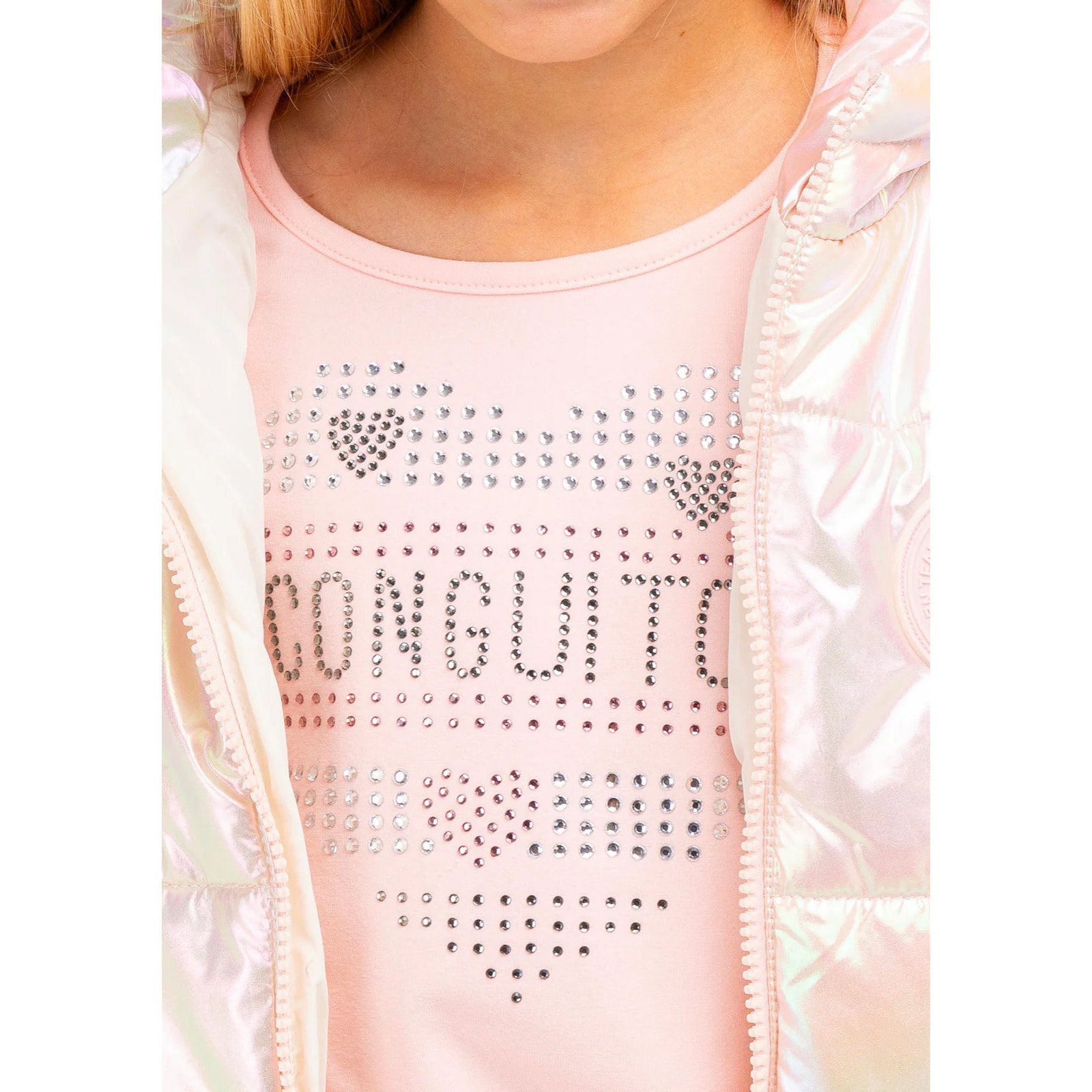 Camiseta Strass Rosa Corazón de Niña