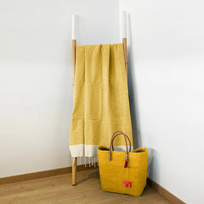Fouta nid d'abeille traditionnelle Jaune 100x200 190g/m² - Athena Tournesol