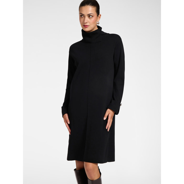 Elena Mirò - Vestido de cuello alto en viscosa - Negro