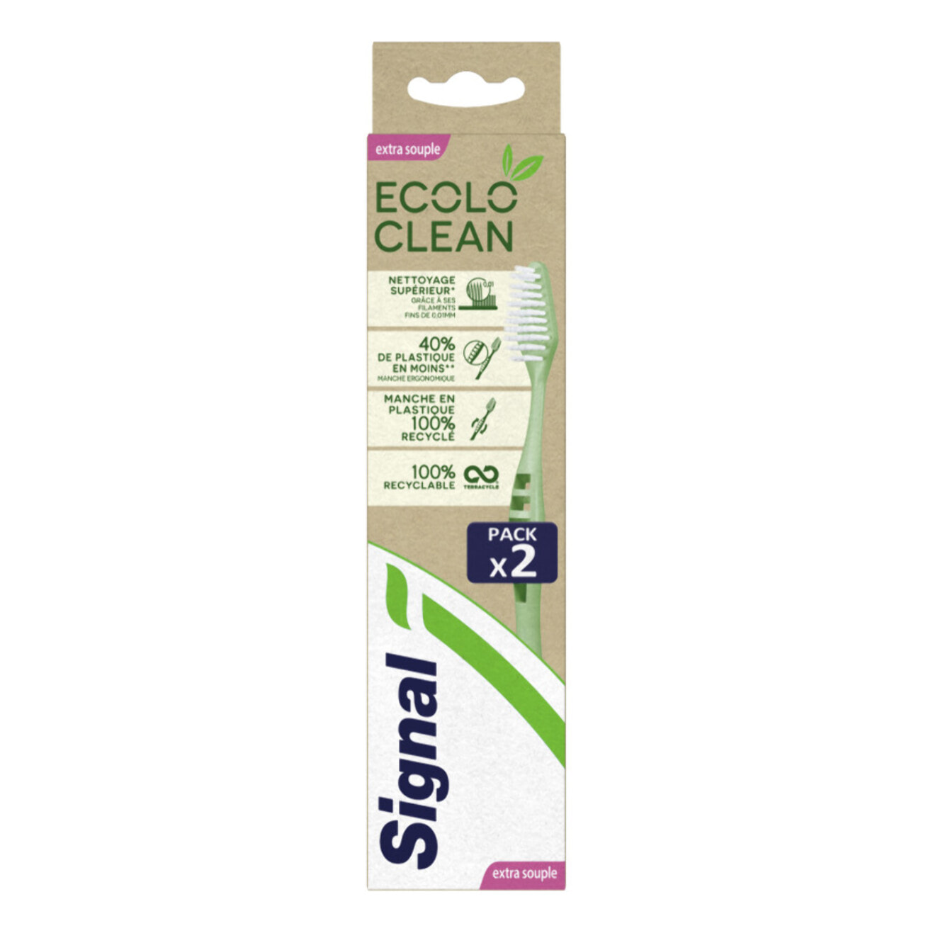 Pack de 3 - Signal Brosse à Dents Écolo Clean Extra Souple x2