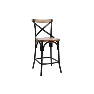 Tabouret de bar industriel en bois et métal noir 65 cm JAKE
