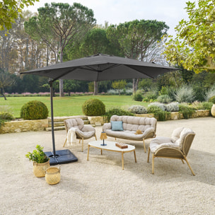 Parasol déporté rond "Naulia" Ardoise 3,3m en acier polyester et nylon