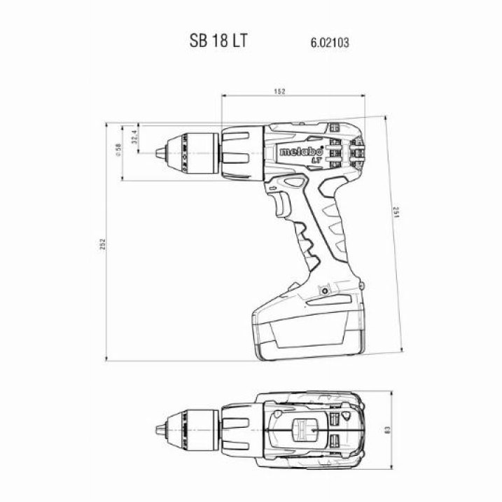 Perceuse à percussion METABO - SB 18V - LT 2 x 4,0 Ah Li-Power, ASC 55, coffret - 602103500