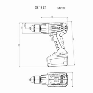 Perceuse à percussion METABO - SB 18V - LT 2 x 4,0 Ah Li-Power, ASC 55, coffret - 602103500
