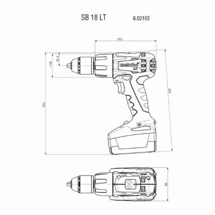 Perceuse à percussion METABO - SB 18V - LT 2 x 4,0 Ah Li-Power, ASC 55, coffret - 602103500