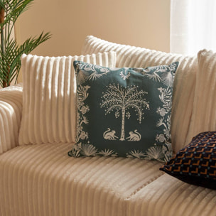 Coussin brodé The palm resort 45x45cm vert