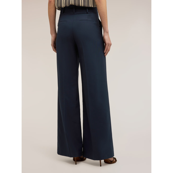 Motivi - Pantalones palazzo en tejido armaturado - Azul