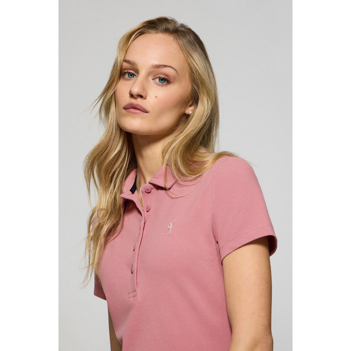 Vestito a polo rosa cipria con logo Rigby Go