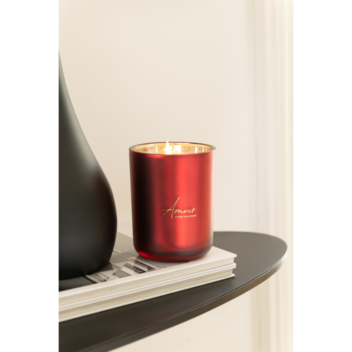 J-Line bougie parfumée Amour - Mimosa & Rose - verre - rouge - small - 35H