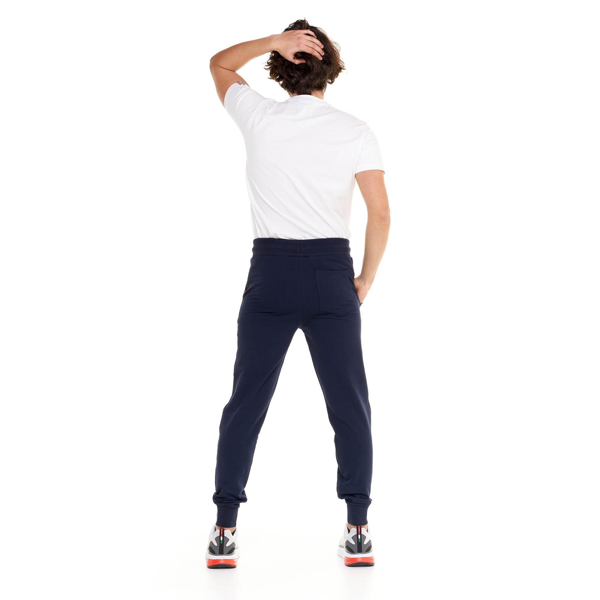 Pantalones básicos de hombre Leone con logo grande en algodón sin cepillar.