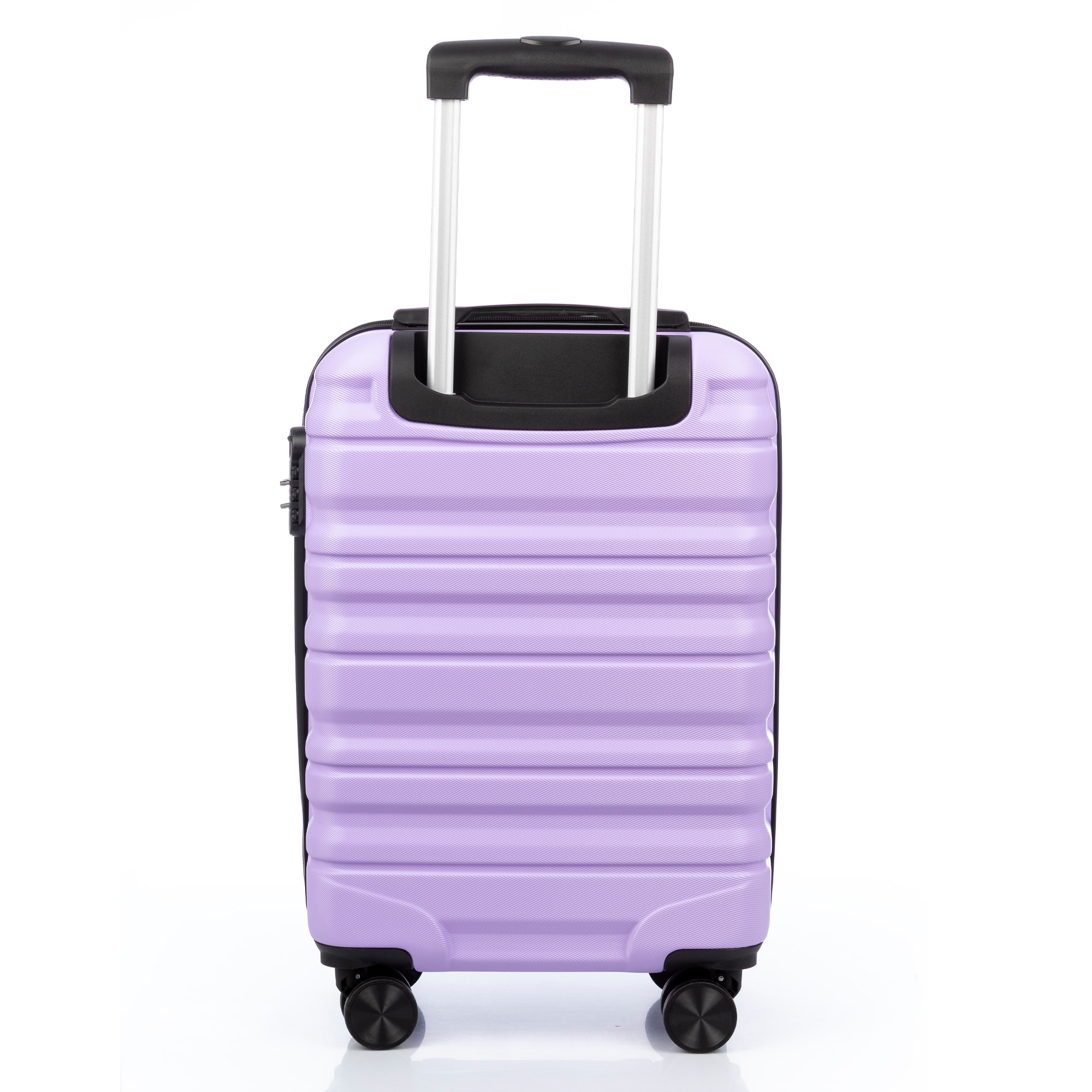 Set di 3 valigie Trolley, in materiale leggero ABS ad alta resistenza. Chiusura numerica e 4 ruote girevoli a 360°.