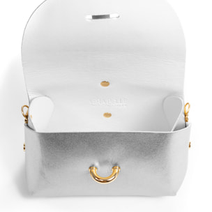 Aurora Bolso bandolera Mujer. Piel auténtica Gamuza lacado brillante.