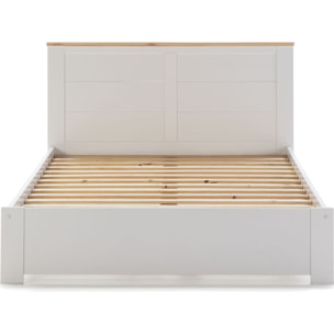 Lit adulte avec tête de lit en bois - NEVEA