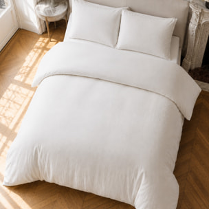 Parure housse de couette 100% gaze de coton unie blanc, RELAX