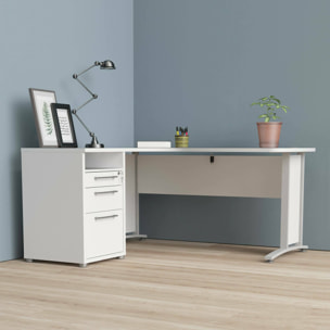 Scrivania Alfango, Scrittoio multiuso, Tavolo per ufficio porta PC, Piano di lavoro, 159x151 h75 cm, Bianco