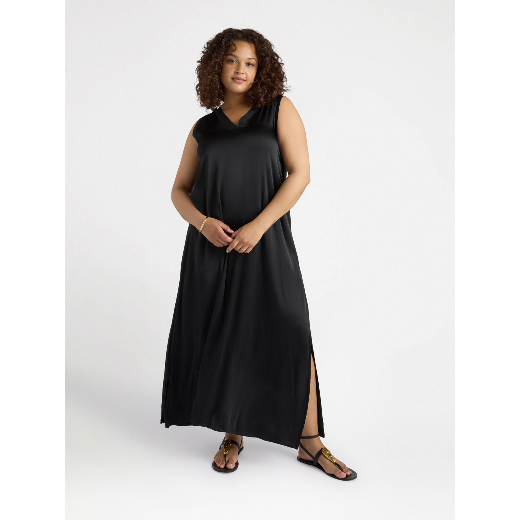 Fiorella Rubino - Vestito lungo in raso - Nero