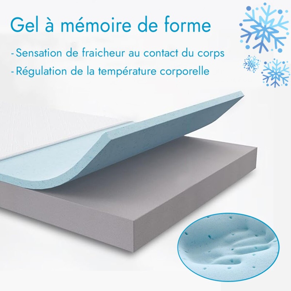 Matelas Emeraude | 33 cm | Mémoire de forme, Gel & Ressorts ensachés | Surmatelas intégré & Gel Refresh