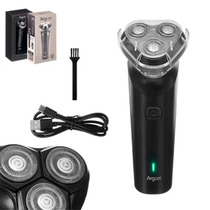 Afeitadora negra con 3 cabezales y batería recargable de 600mAh.