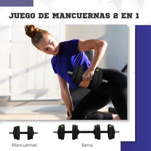 Juego de Mancuernas Ajustables, 2 en 1, 15kg, Juego de Pesas con Barras de Conexión y Mangos Antideslizantes, Pesas y Mancuernas para Hombres y Mujeres, Ejercicio de Fitness, Gimnasio en Casa