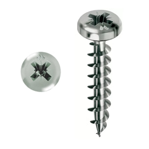 Vis MUSTAD Panelvit Chromiting - Tête cylindrique - PZ2 - Filetage total - Ø4x20mm - Boite de 500 - PVACZC400200C8C