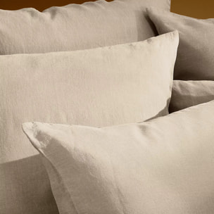 Taie d'oreiller pur lin lavé 165 g/m² uni beige Le lin lave lin