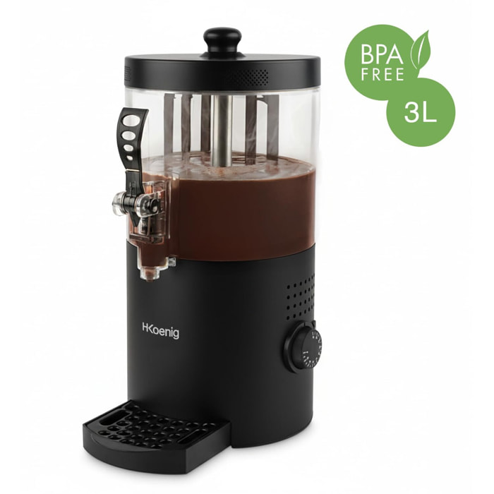 Dispensador de chocolate caliente, 3 L, 1200 W, negro