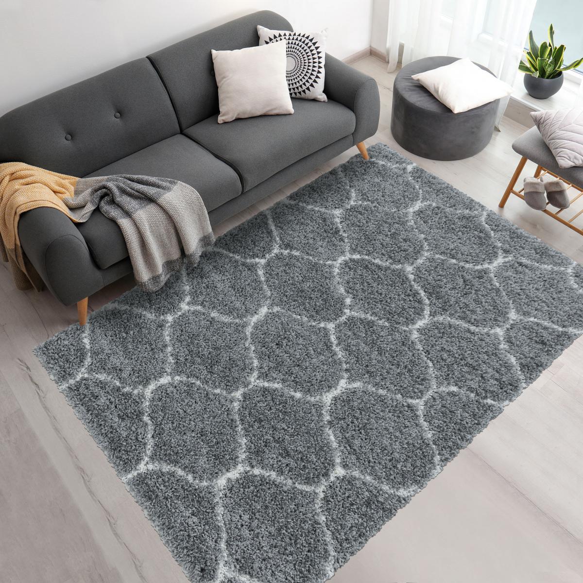 Tapis shaggy tissé motif scandinave SANI