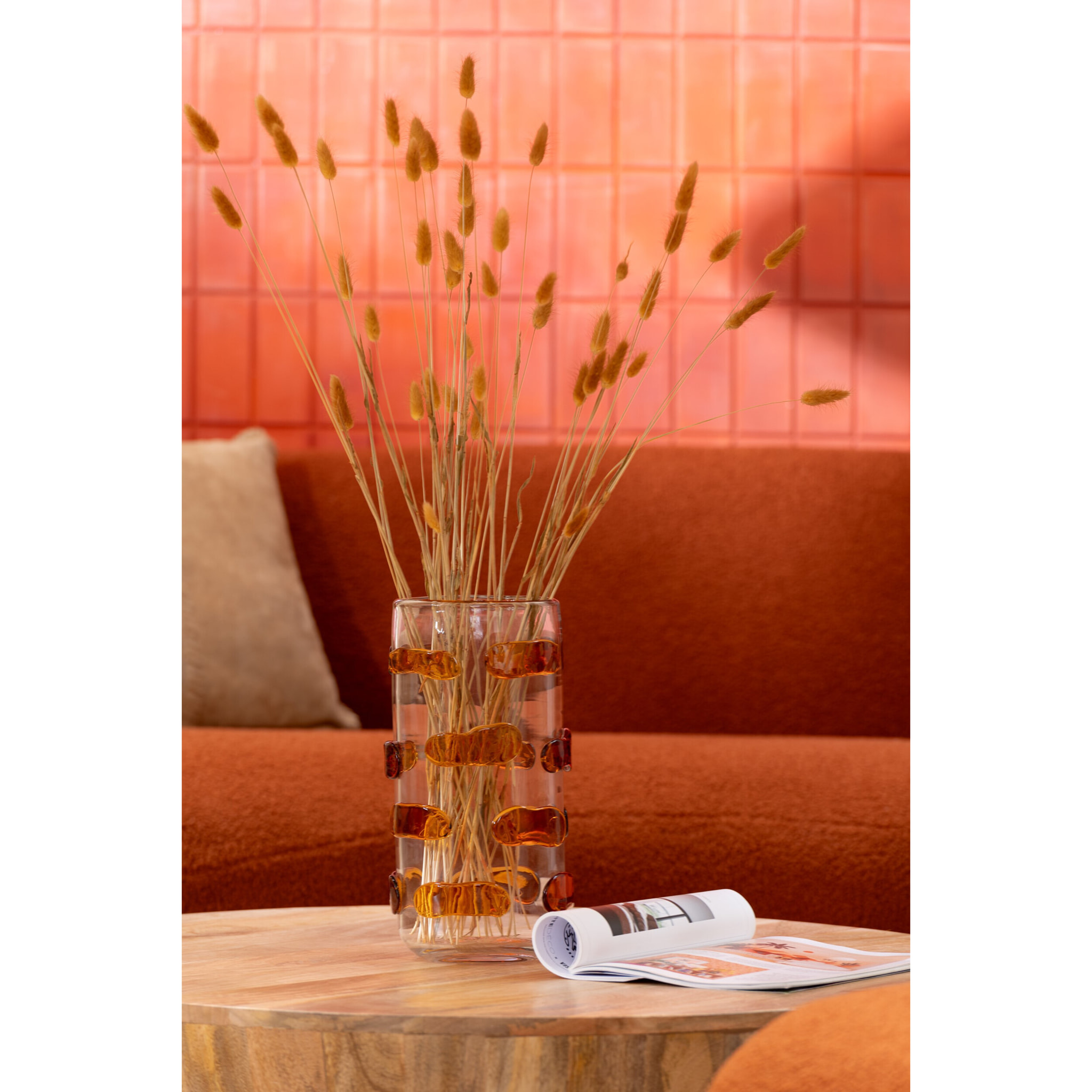 J-Line vase Pebbles - verre - ambre/transparent - large - Ø 17 cm