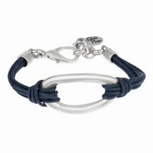 Pulsera en cordón azul y eslabón plata chapado