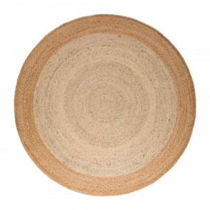 Tapis rond, motif simple authentique, voxa, jute tissé à la main