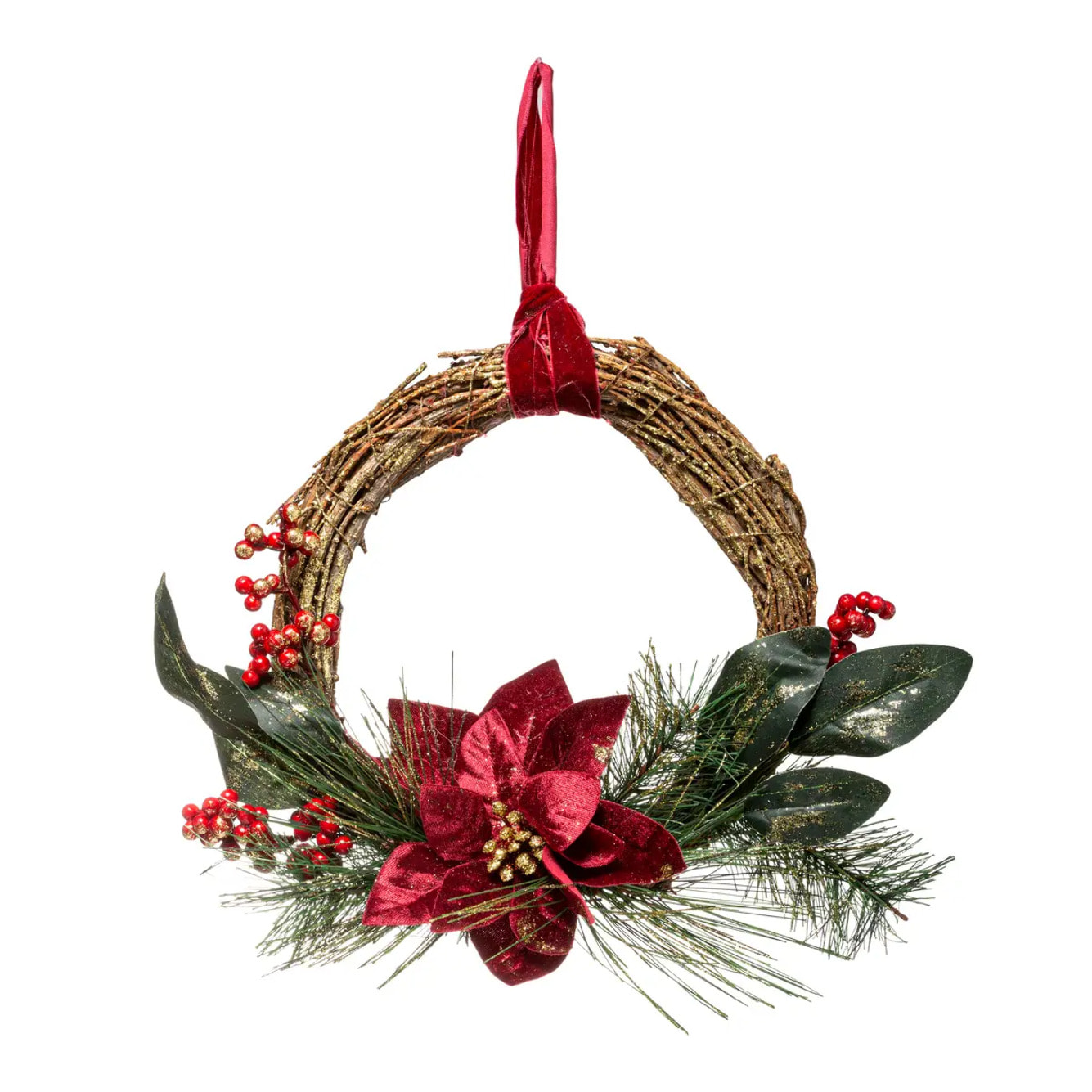 Couronne poinsettia 38cm