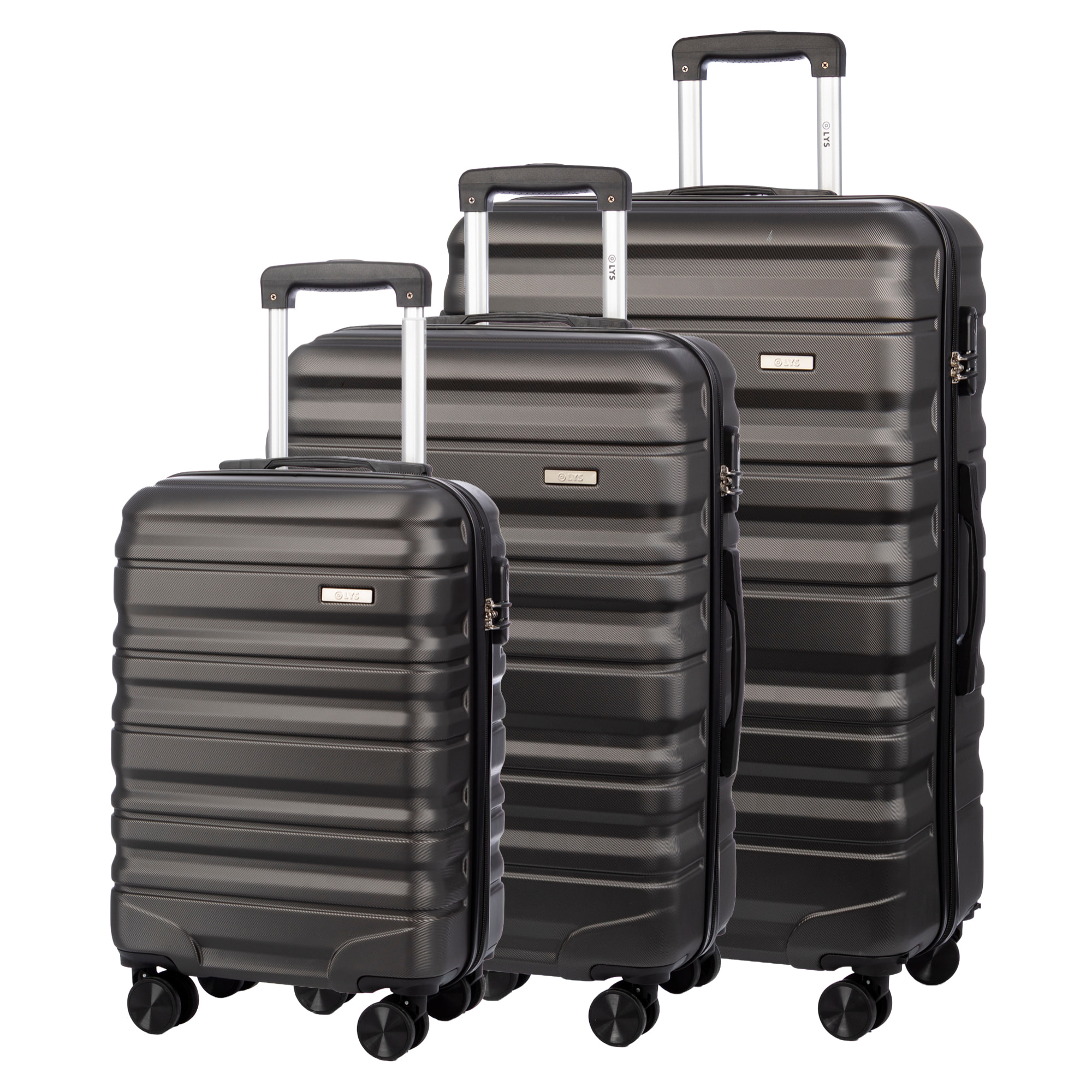 Juego de 3 maletas Trolley, en material ligero ABS de alta resistencia. Cerradura numérica y 4 ruedas giratorias 360° extraibles en la maleta grande.