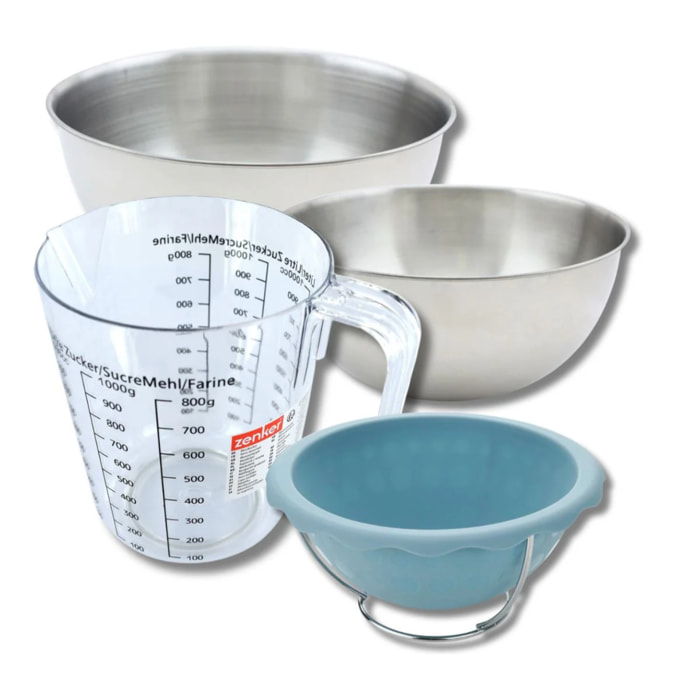 Set pâtisserie avec moule demi-sphère pour gâteau créatif, 2 bols à mixer, verre mesureur et spatule Zenker