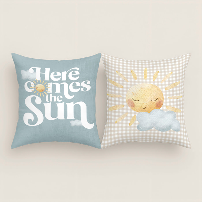 Cool Kids - Funda de Cojín Estampado - Con Cremallera - Sin relleno - 100% Algodón - Sun