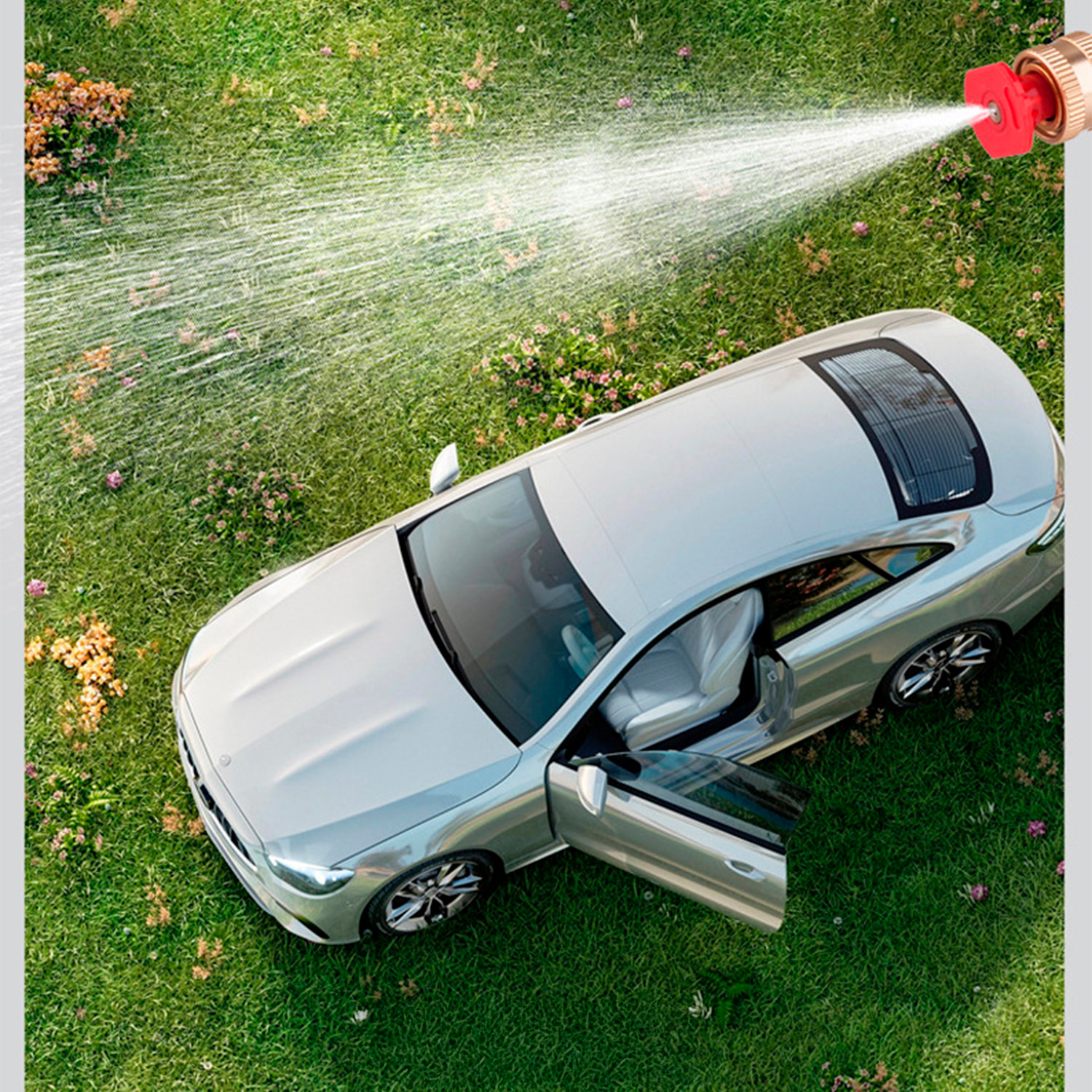 Pistola de lavado a presión con doble batería extraíble de 13000 mAh y 3 adaptadores de lavado diferentes. 180W y 10 bares de presión.