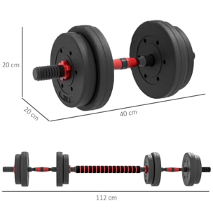 Juego de Mancuernas Ajustables, 2 en 1, 15kg, Juego de Pesas con Barra de Conexión y Mango Antideslizante, Pesas y Mancuernas para Hombres y Mujeres, Ejercicio de Fitness, Casa Gimnasio