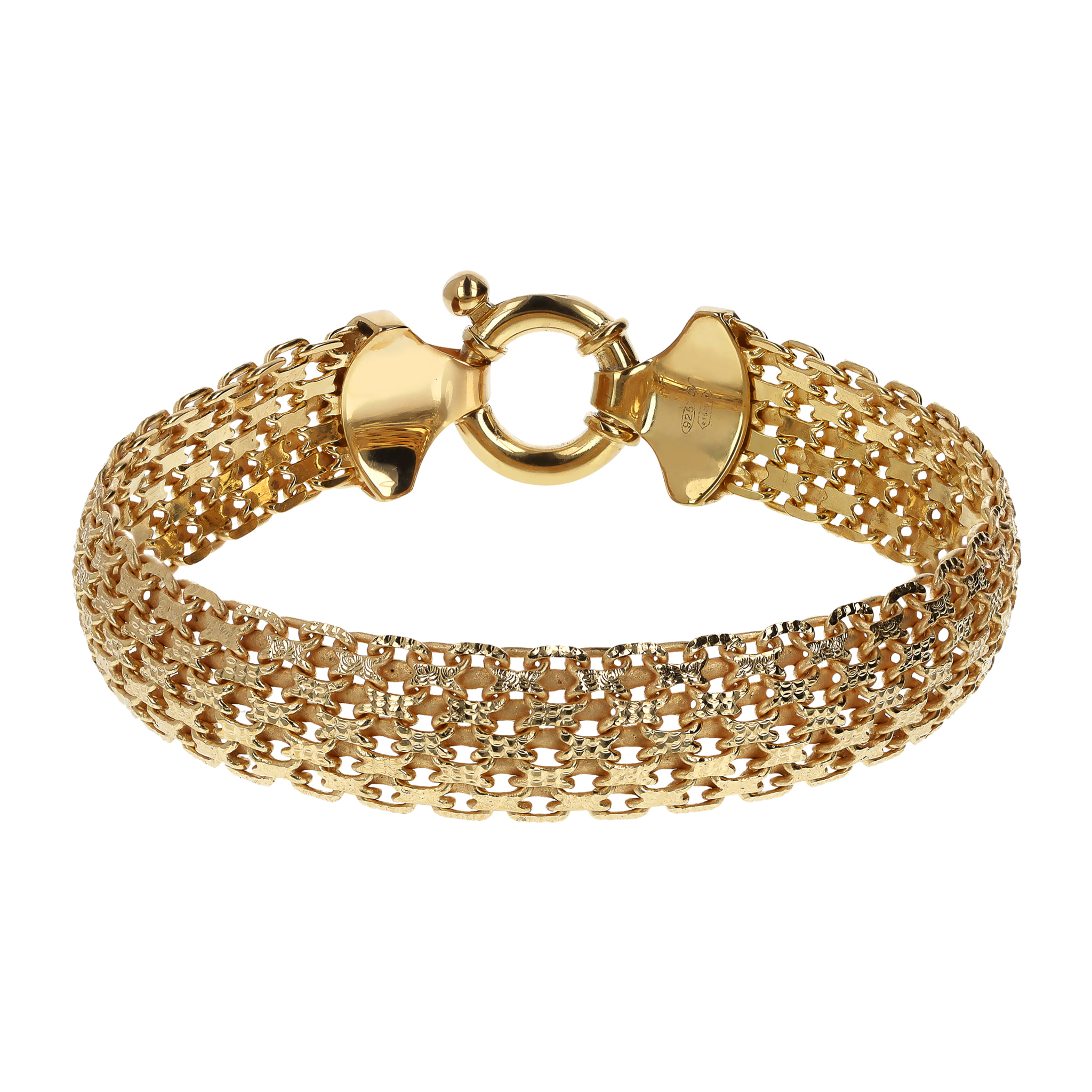 Bracciale con Maxi Catena Coreana Diamantata in Argento 925 placcato Oro Giallo 18Kt