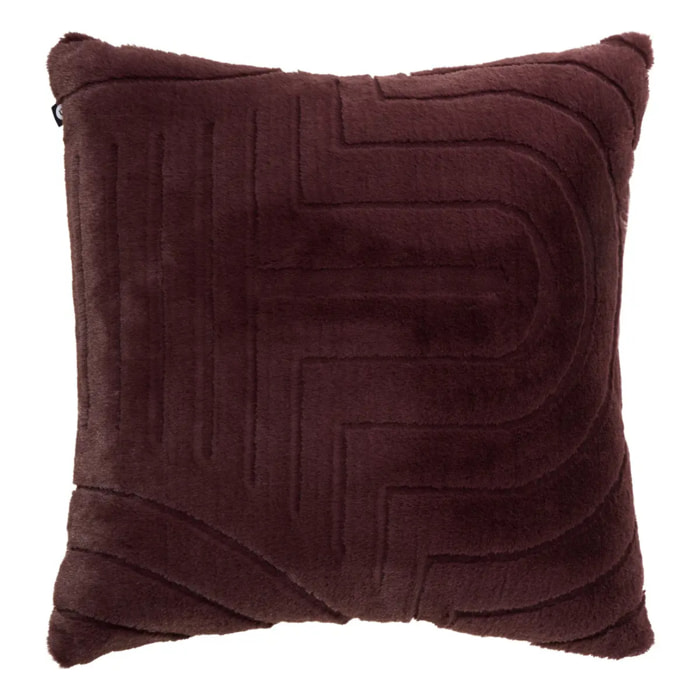 Coussin Arka carré 45x45cm effet fausse fourrure marron