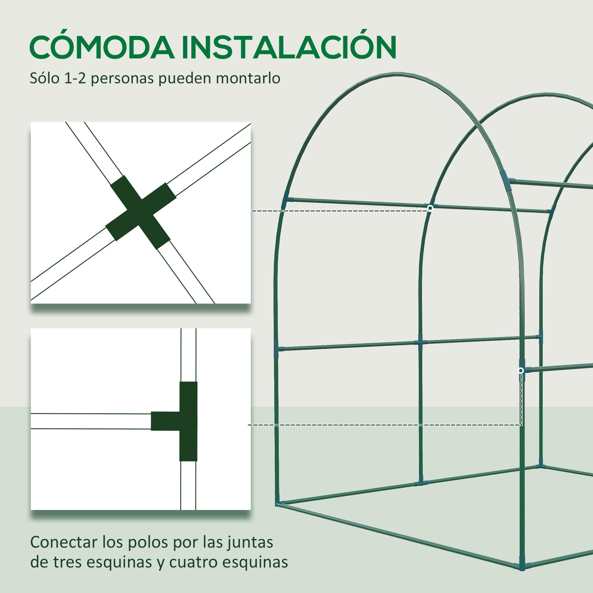 Invernadero de Jardín 180x180x200 cm Invernadero de Túnel Pequeño con Puerta Enrollable y Ventana de Malla para Cultivar Plantas Flores Verde