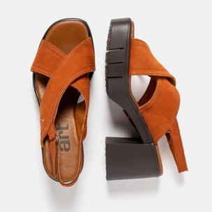 Sandalias con tacón 1990 NOBUCK DARK ORANGE-BROWN / EIVISSA color Dark orange-brown