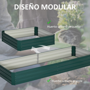 Jardinera Elevada de Acero Galvanizado Huerto Urbano para Cultivar Plantas Flores Hierba Macetero Grande Exterior Rectangular con Fondo Abierto 241x90,5x30 cm Verde
