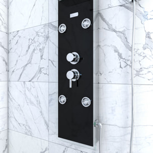 Colonne de douche a hydromassage - 22x125cm - en verre trempe + buses hydromassantes - EPSILON BLACK