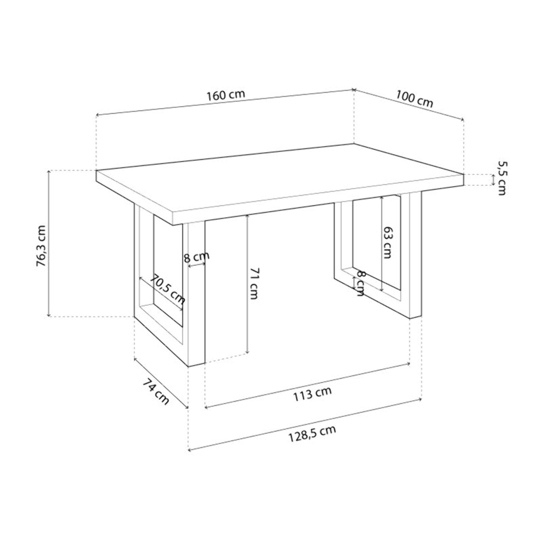 Mesa de comedor Loft 160 Roble salvaje - Blanco