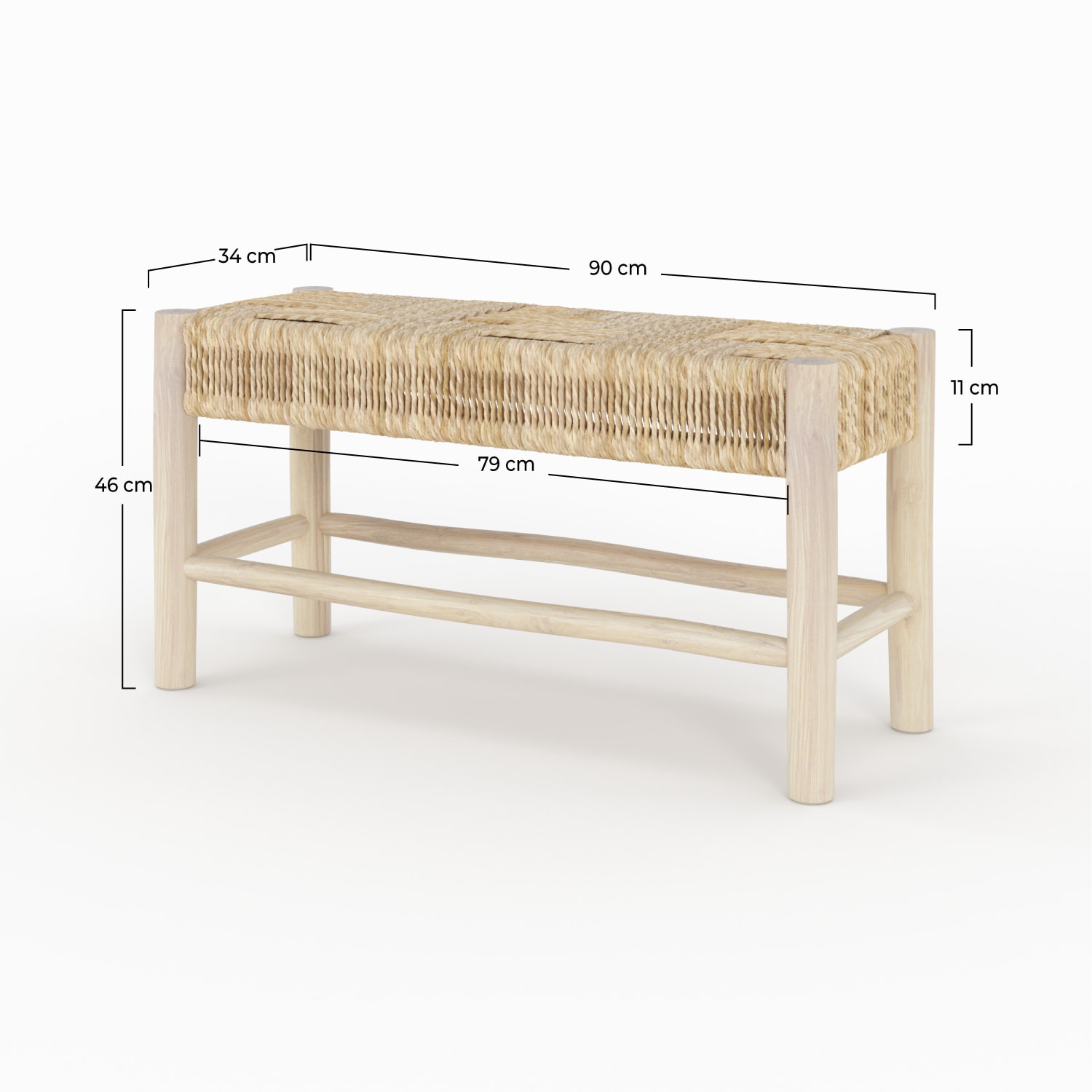Banc 2 places en branche de teck - Popa